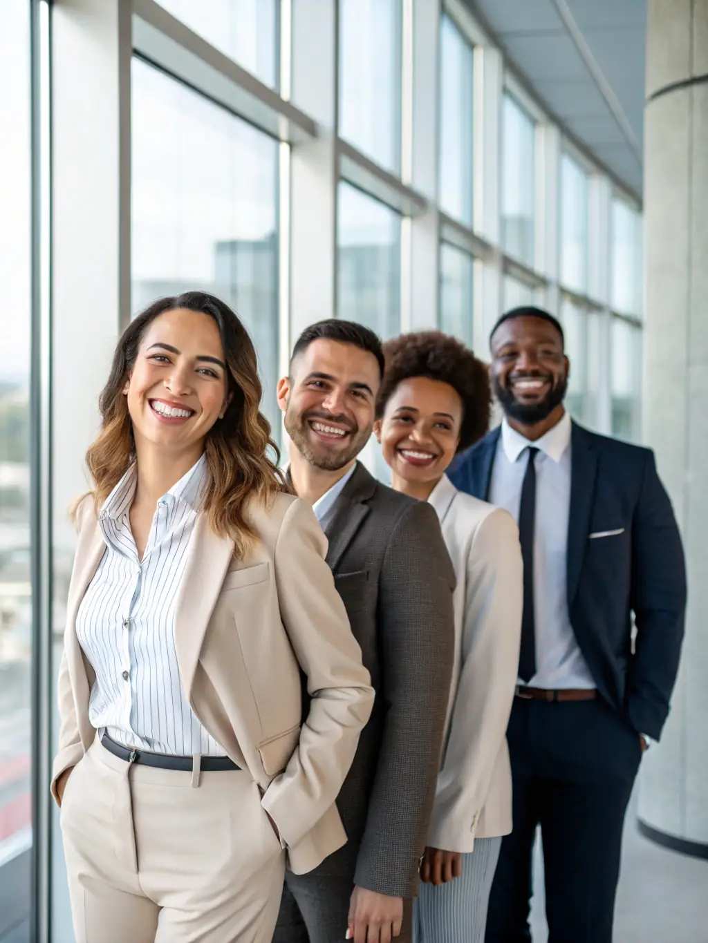 A diverse group of business owners celebrating a successful funding round, showcasing the positive outcomes of BizFundPro's funding solutions.