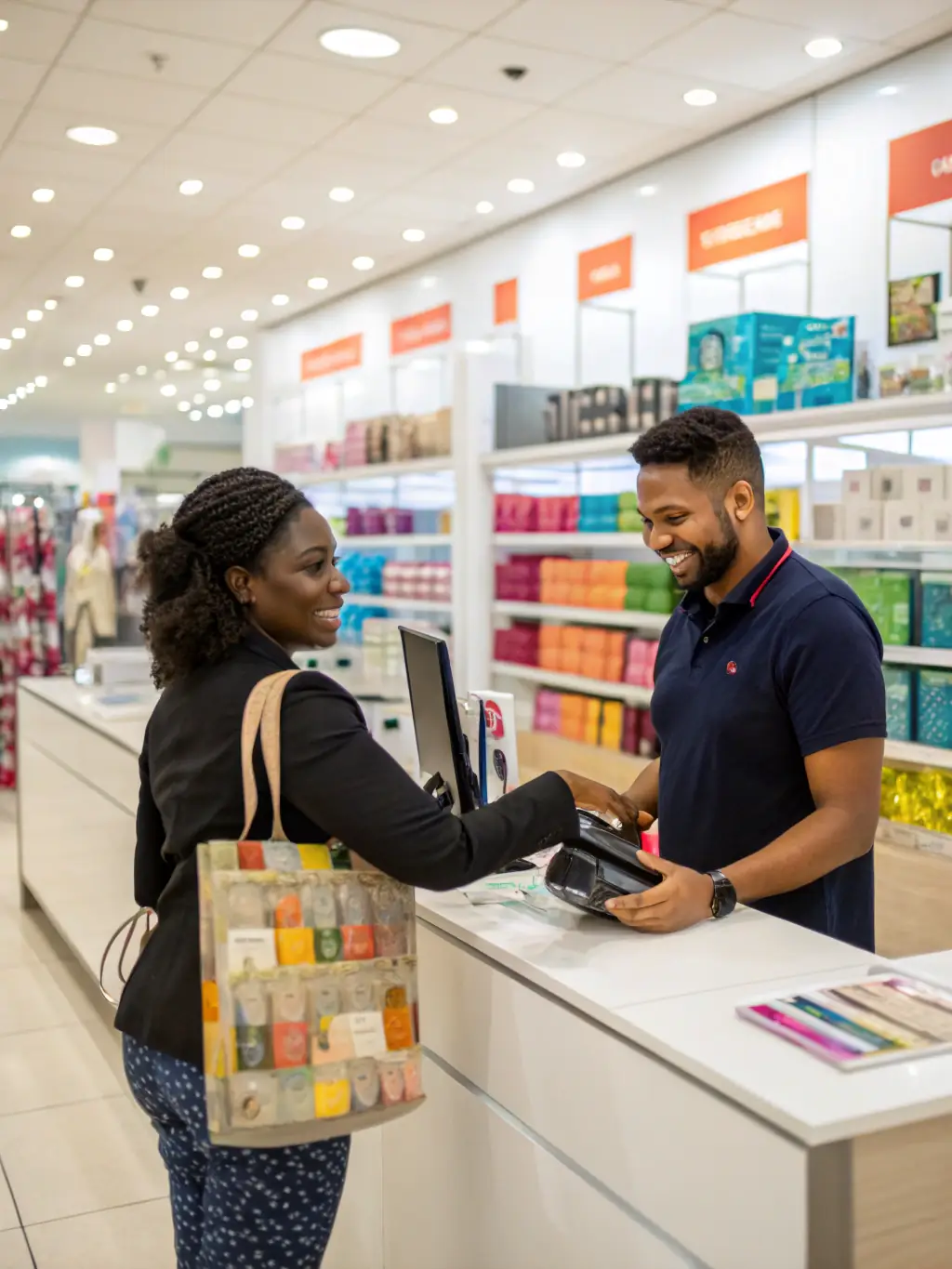 A busy retail store with staff assisting customers and managing inventory, illustrating the need for working capital loans.